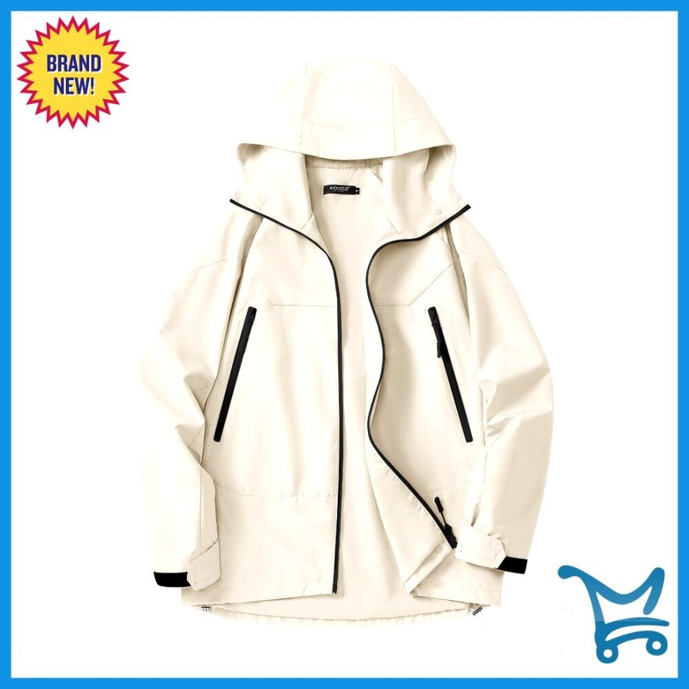 Waterproof Lightweight Rain Jacket with Hood for Hiking Outdoor Activities